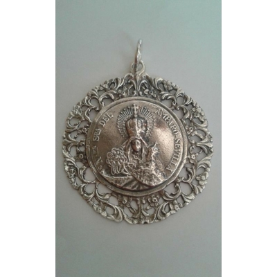Placa de Cuna Virgen del Amparo redonda de Laton ref: 11372
